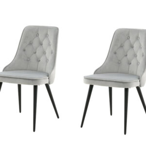 Velvet Deluxe – Chaise de salle à manger – Noir, Gris clair – 66 x 89 x 50 cm