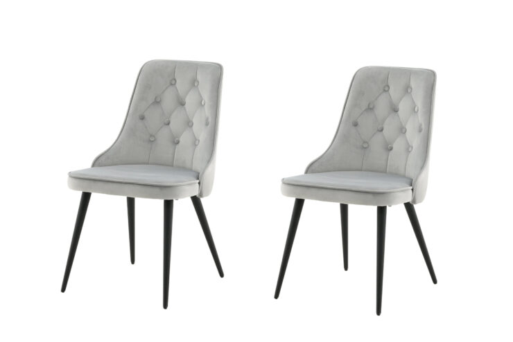 Velvet Deluxe – Chaise de salle à manger – Noir, Gris clair – 66 x 89 x 50 cm