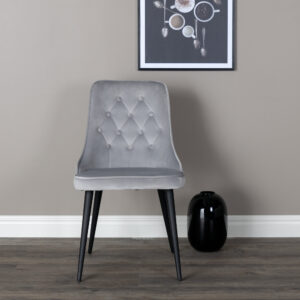 Velvet Deluxe – Chaise de salle à manger – Noir, Gris clair – 66 x 89 x 50 cm