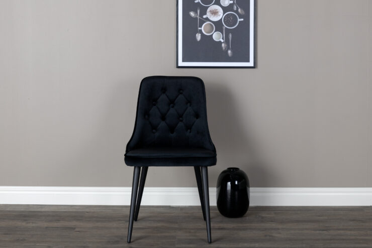 Velvet Deluxe – Chaise de salle à manger – Noir – 66 x 89 x 50 cm
