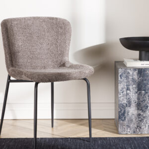 Modesto – Chaise de salle à manger – Noir, Marron – 54 x 80 x 48 cm