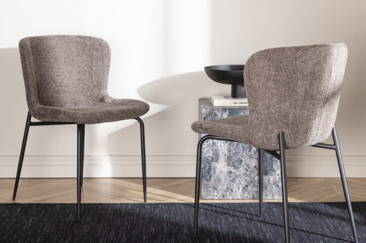 Modesto – Chaise de salle à manger – Noir, Marron – 54 x 80 x 48 cm