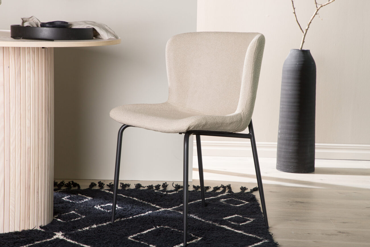 Modesto – Chaise de salle à manger – Beige, Noir – 54 x 80 x 48 cm