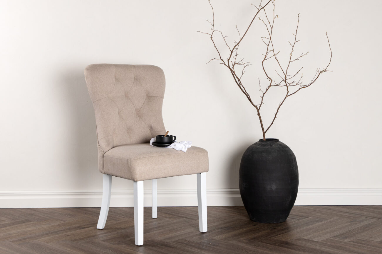 Vista – Chaise de salle à manger – Beige, Blanc – 68 x 101 x 55 cm