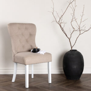 Vista – Chaise de salle à manger – Beige, Blanc – 68 x 101 x 55 cm