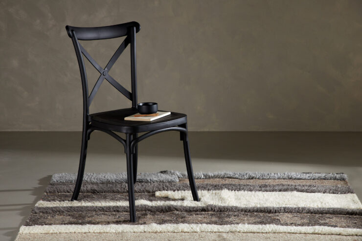 Crosett – Chaise de salle à manger – Noir – 55 x 90 x 52 cm