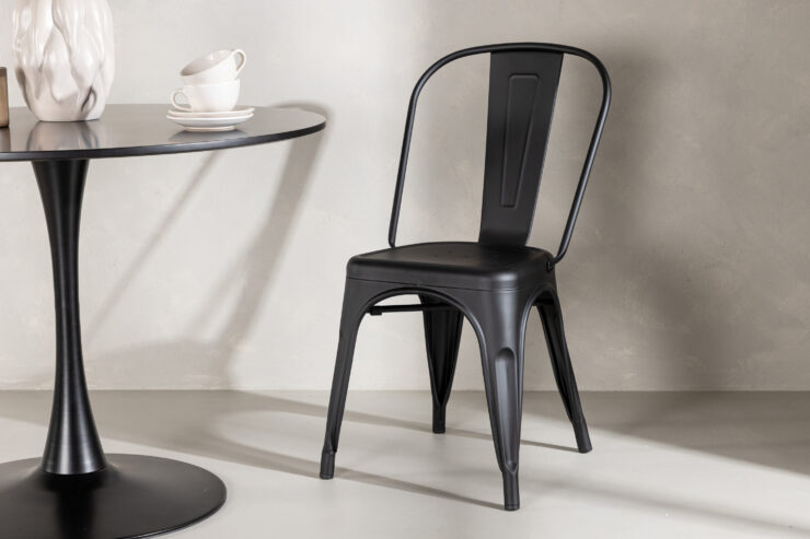 Tempe – Chaise de salle à manger – Noir – 53 x 85 x 45 cm