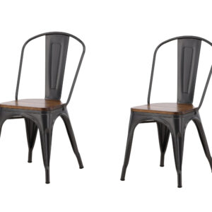 Tempe – Chaise de salle à manger – Noyer, Gris foncé – 53 x 85 x 45 cm