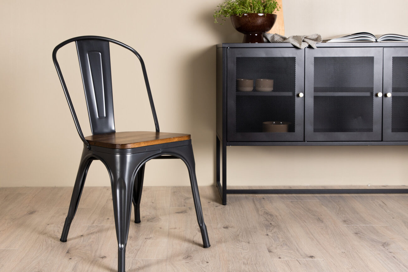 Tempe – Chaise de salle à manger – Noyer, Gris foncé – 53 x 85 x 45 cm