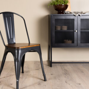 Tempe – Chaise de salle à manger – Noyer, Gris foncé – 53 x 85 x 45 cm
