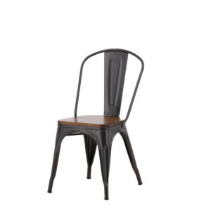 Tempe – Chaise de salle à manger – Noyer, Gris foncé – 53 x 85 x 45 cm