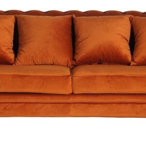 Velvet – Canapé 3 places – Naturel, Orange rouille, Naturel foncé – 88 x 80 x 217 cm