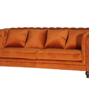 Velvet – Canapé 3 places – Naturel, Orange rouille, Naturel foncé – 88 x 80 x 217 cm