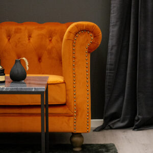 Velvet – Canapé 3 places – Naturel, Orange rouille, Naturel foncé – 88 x 80 x 217 cm