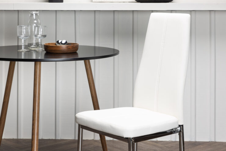 Pastill – Chaise de salle à manger – Argenté, Blanc – 45 x 99 x 42 cm
