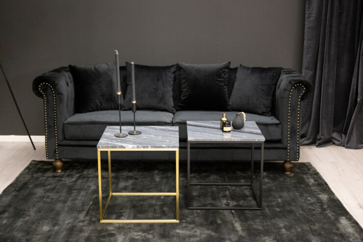 Velvet – Canapé 3 places – Noir, Naturel, Naturel foncé – 88 x 80 x 217 cm