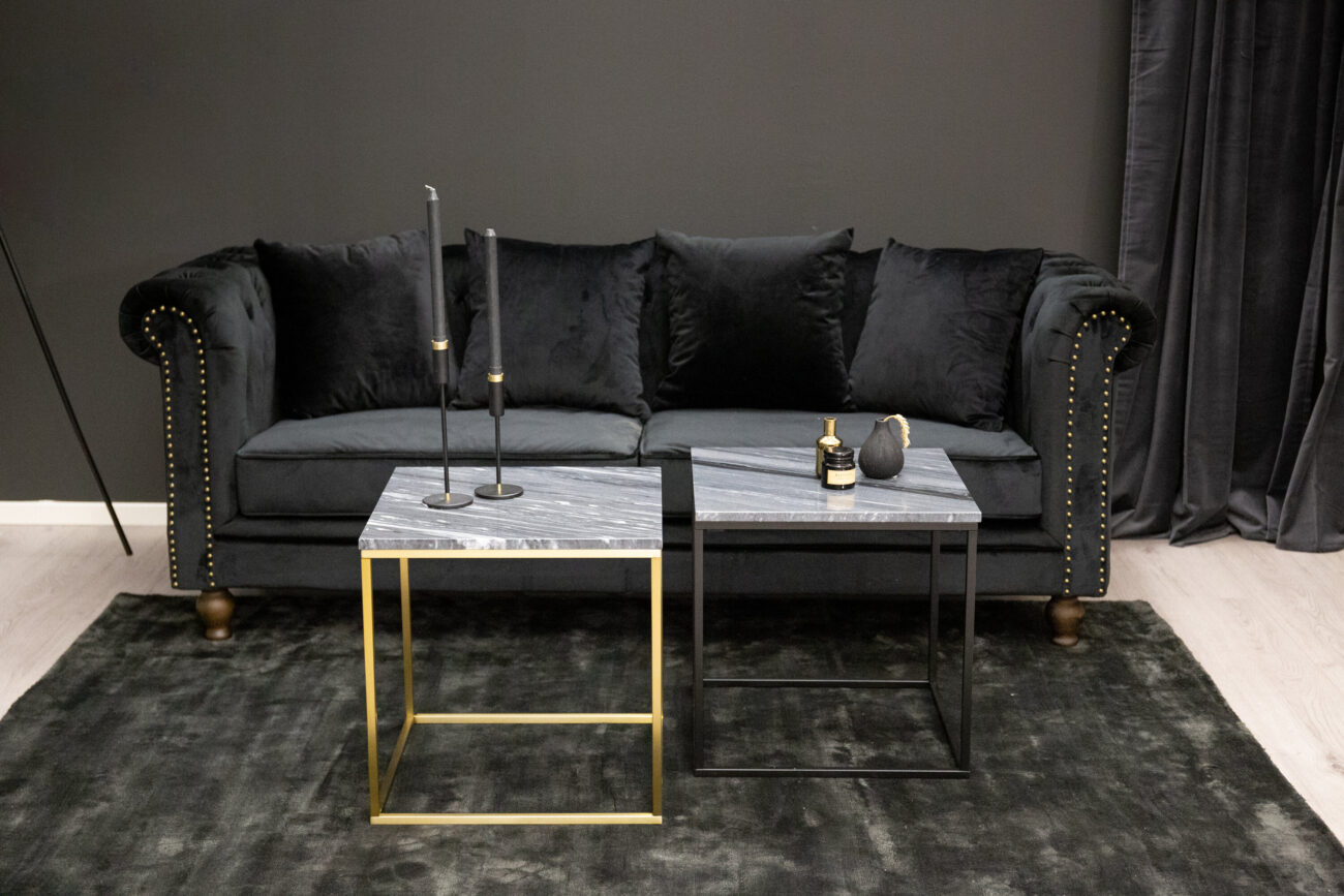 Velvet – Canapé 3 places – Noir, Naturel, Naturel foncé – 88 x 80 x 217 cm