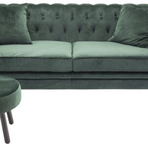 Velvet – Canapé 3 places – Vert, Naturel, Naturel foncé – 88 x 80 x 217 cm
