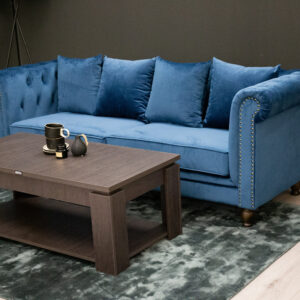 Velvet – Canapé 3 places – Bleu, Naturel, Naturel foncé – 88 x 80 x 217 cm