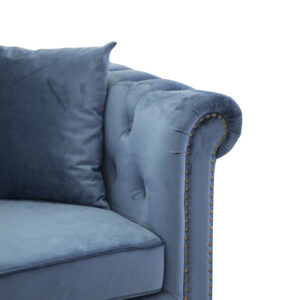 Velvet – Canapé 3 places – Bleu, Naturel, Naturel foncé – 88 x 80 x 217 cm