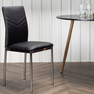 Lily – Chaise de salle à manger – Noir, Argenté – 43 x 89 x 40 cm