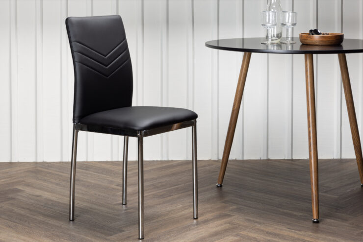 Lily – Chaise de salle à manger – Noir, Argenté – 43 x 89 x 40 cm