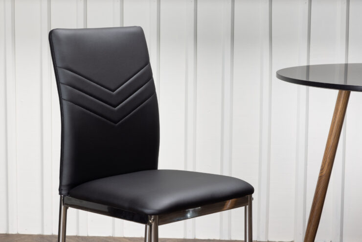 Lily – Chaise de salle à manger – Noir, Argenté – 43 x 89 x 40 cm