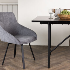 Rosie – Chaise de salle à manger – Noir, Gris – 60 x 88 x 55 cm