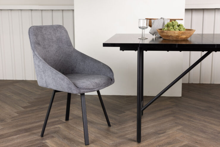 Rosie – Chaise de salle à manger – Noir, Gris – 60 x 88 x 55 cm