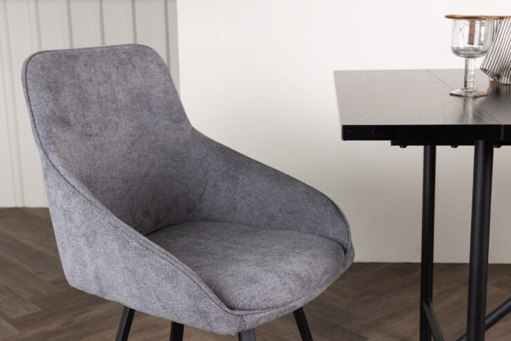 Rosie – Chaise de salle à manger – Noir, Gris – 60 x 88 x 55 cm