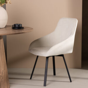Rosie – Chaise de salle à manger – Beige, Noir – 60 x 88 x 55 cm