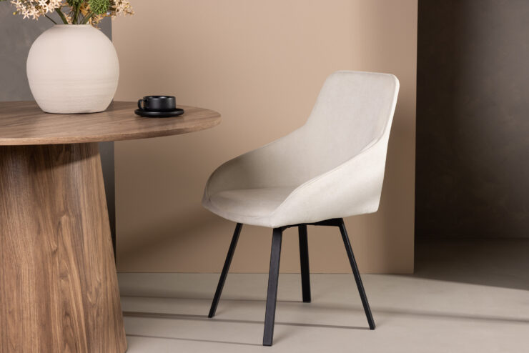 Rosie – Chaise de salle à manger – Beige, Noir – 60 x 88 x 55 cm