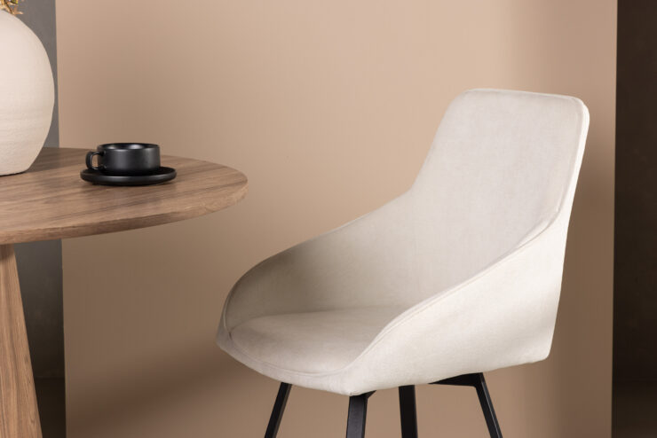 Rosie – Chaise de salle à manger – Beige, Noir – 60 x 88 x 55 cm