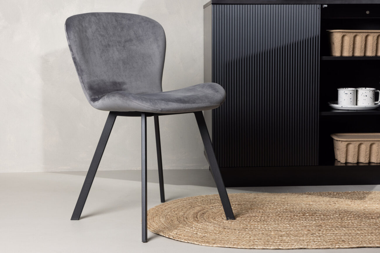 Lilja – Chaise de salle à manger – Noir, Gris – 54 x 80 x 46 cm