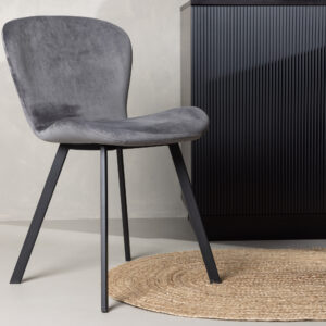 Lilja – Chaise de salle à manger – Noir, Gris – 54 x 80 x 46 cm