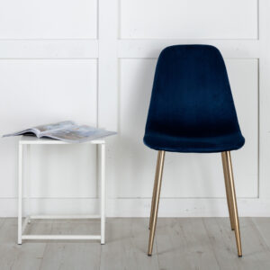Polar – Chaise de salle à manger – Bleu, Doré – 53 x 88 x 46 cm