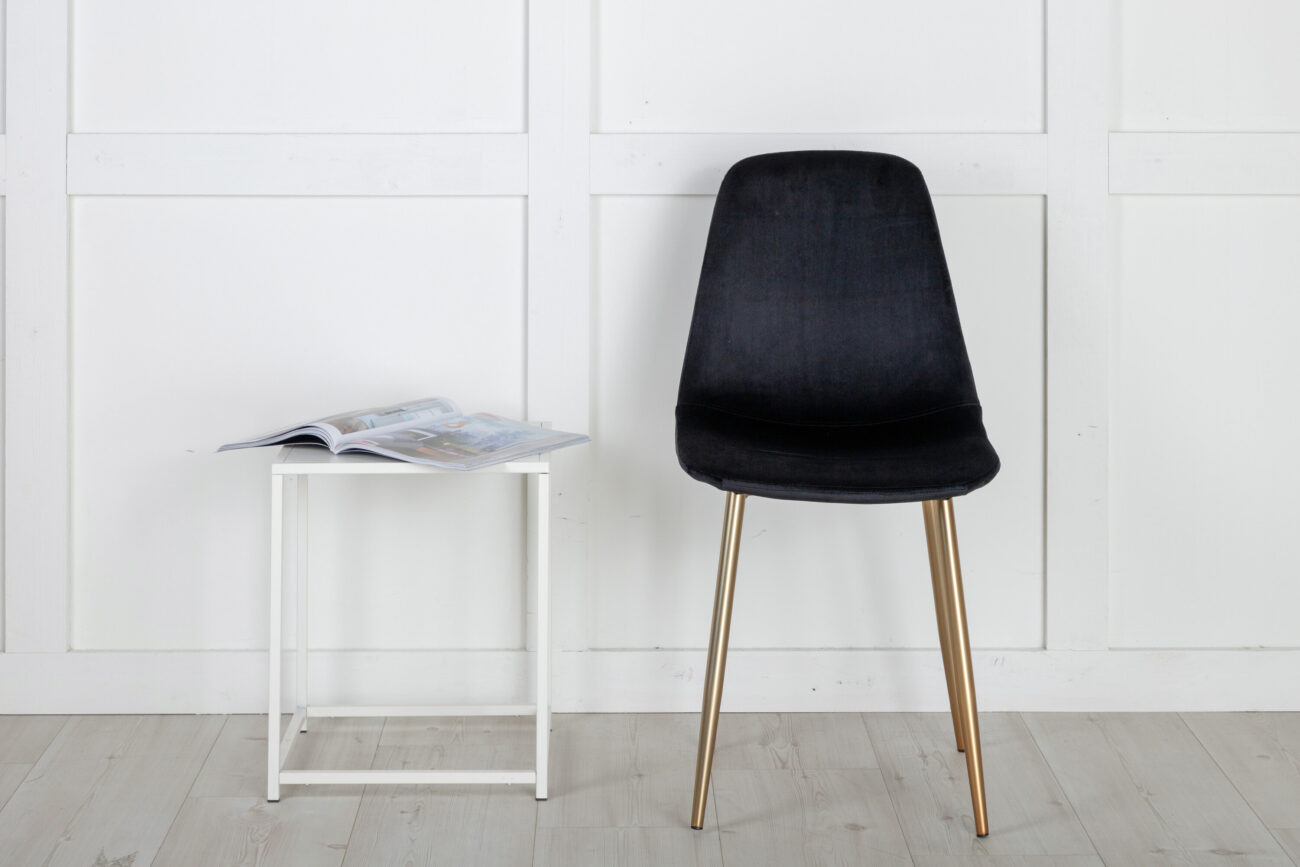 Polar – Chaise de salle à manger – Noir, Doré – 53 x 88 x 46 cm