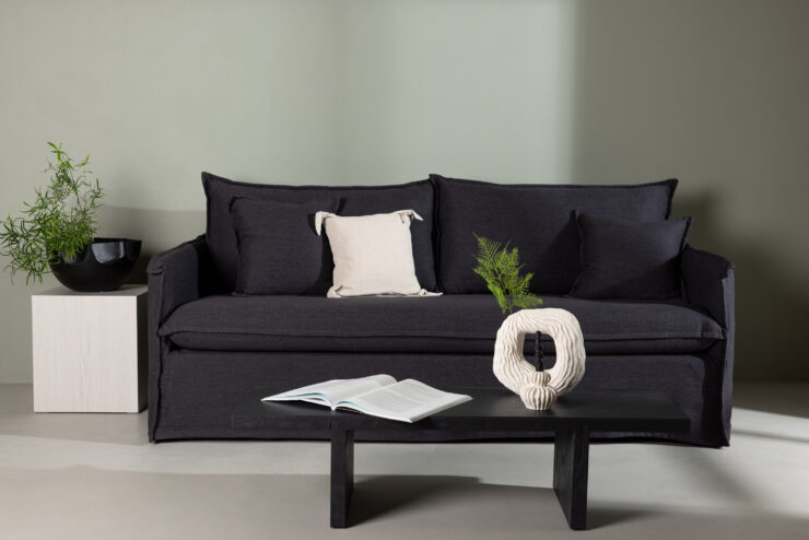 Nova – Canapé 3 places – Noir – 94 x 90 x 200 cm