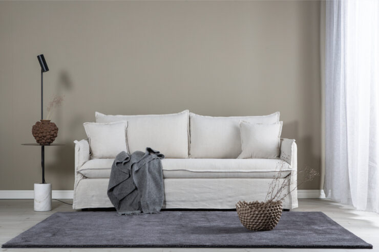 Nova – Canapé 3 places – Beige, Noir – 94 x 90 x 200 cm
