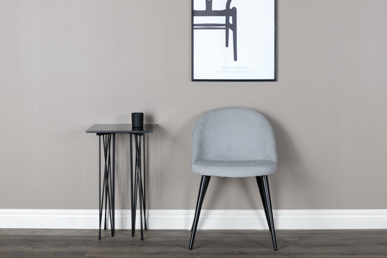 Velvet – Chaise de salle à manger – Noir, Gris clair – 55 x 77 x 50 cm