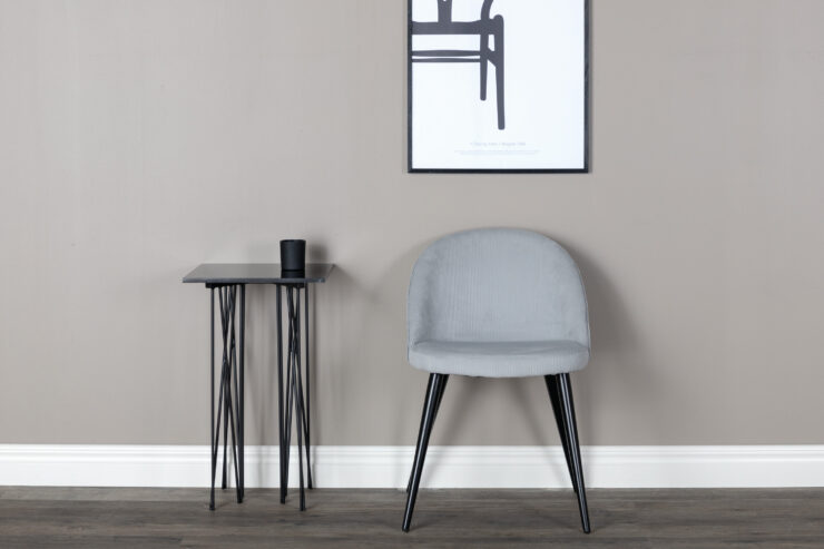 Velvet – Chaise de salle à manger – Noir, Gris clair – 55 x 77 x 50 cm
