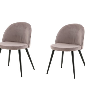 Velvet – Chaise de salle à manger – Noir, Rose poudré – 55 x 77 x 50 cm