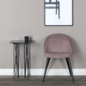 Velvet – Chaise de salle à manger – Noir, Rose poudré – 55 x 77 x 50 cm