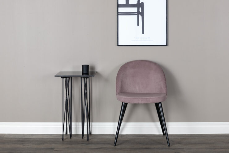 Velvet – Chaise de salle à manger – Noir, Rose poudré – 55 x 77 x 50 cm