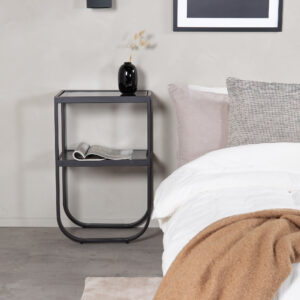 Rocker – Table de chevet – Noir, Gris – 45 x 30 cm