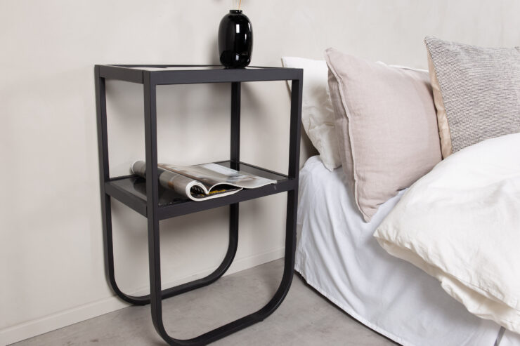 Rocker – Table de chevet – Noir, Gris – 45 x 30 cm