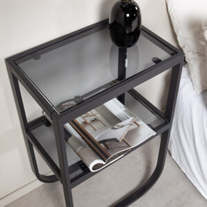 Rocker – Table de chevet – Noir, Gris – 45 x 30 cm