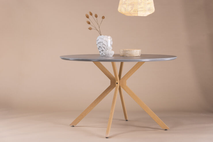 Piazza – Table à manger ronde – Gris – ⌀120 cm