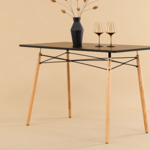 Danburi – Table à manger rectangulaire – Noir, Naturel – 120 x 60 cm