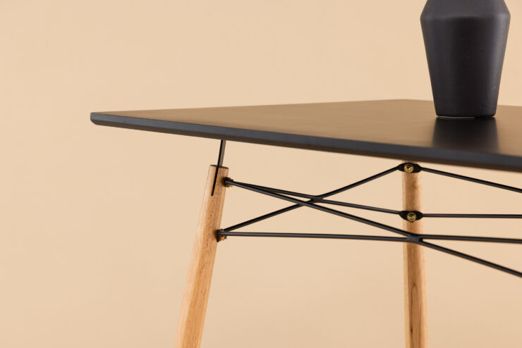 Danburi – Table à manger rectangulaire – Noir, Naturel – 120 x 60 cm